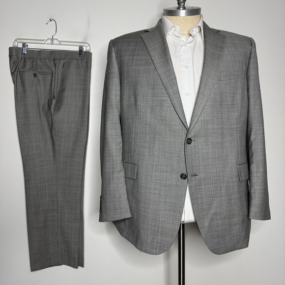Stafford Men's 50R Brown Wool Two-Piece Suit 36W‎ Pants Check